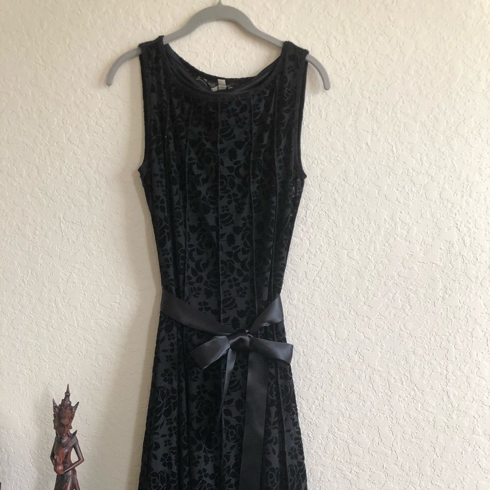 Black Slip dress with damask overlay